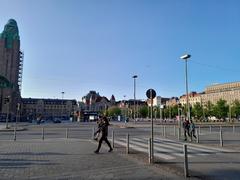 Skyline of Helsinki city with modern and historical buildings under a clear sky