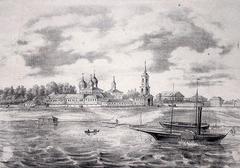 Antoniev Monastery engraving from 1860 in Novgorod