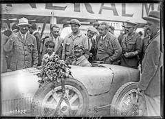 Jules Goux portrait after his victory at the 1926 Grand Prix of Europe in San Sebastian, Spain