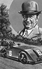 Ettore Bugatti with the Bugatti Type 32 'Tank' race car