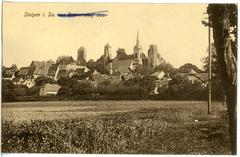 View of Stolpen from Rennersdorf with historical buildings and landscape in 1913
