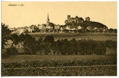 Historic black and white image of Stolpen Castle from 1913
