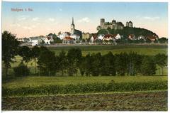 Aerial view of Stolpen town with surrounding landscape from 1913