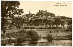 View of Stolpen from Altstadt with historic buildings and landscape