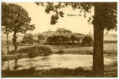 Panoramic view of Stolpen town with historical buildings and landscape