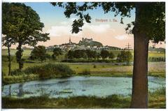 Historic panoramic view of Stolpen town in 1913