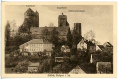 Historic towers Koselturm, Seigerturm, and Siebenspitzenturm in Stolpen