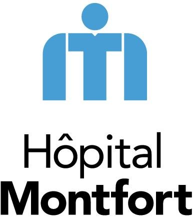 Hôpital Montfort hospital logo featuring stylized hospital building with maple leaf