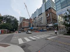 Construction site of new wing at St Mike's hospital at southeast corner of Bond and Shuter streets
