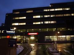 The emergency department of the Nouvel Hopital Civil in Strasbourg at night