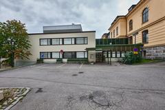 Exterior view of Surgical Hospital in Helsinki with modern architecture