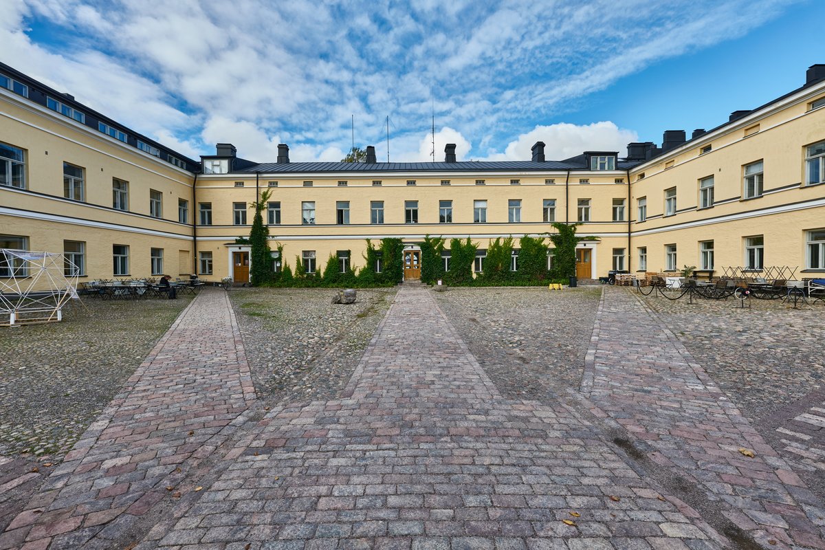 Lapinlahden sairaala hospital building in Helsinki with clear blue sky