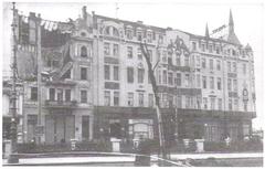 Bombarded building in Belgrade in 1914 showing war damage
