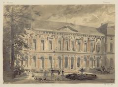 19th century urban landscape drawing of 2nd arrondissement in Paris, France