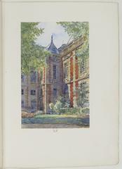 Watercolor painting of National Library of France staff paying tribute to Mr. Léopold Delisle on his 50th anniversary of service in the library