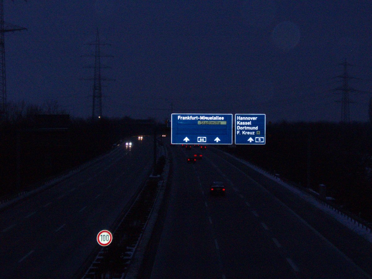 Autobahn A66 motorway view from Wilhelm-Fay-Str. bridge in Frankfurt