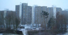 High-rise buildings on Toni-Sender Street in an urban area