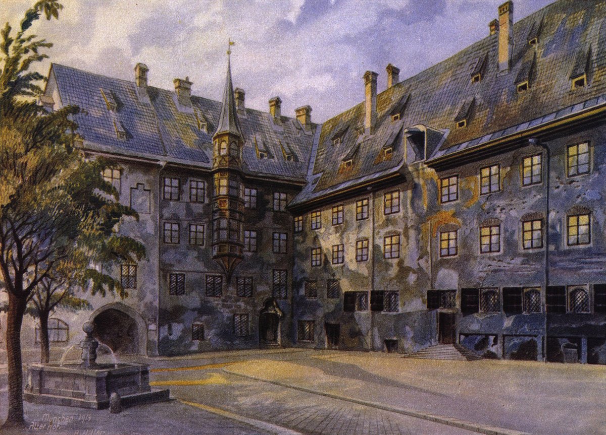 The Courtyard of the Old Residency in Munich with historic architecture
