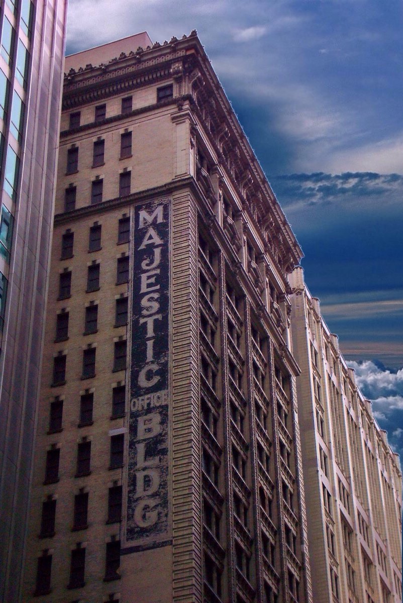 Historic Majestic Building and Sam Shubert Theatre in Chicago, Illinois