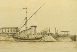 Langlois bridge at écluse de la Roquette in Arles 19th century drawing