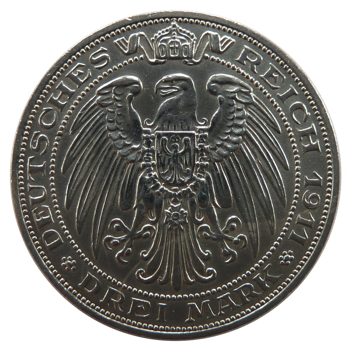 Backside of the 3 Mark commemorative coin of Prussia celebrating the centenary of the University of Breslau