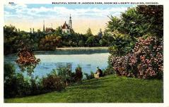 Beautiful scene in Jackson Park featuring Liberty Building