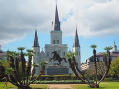 Jackson Square with St. Louis Cathedral and Andrew Jackson statue in New Orleans