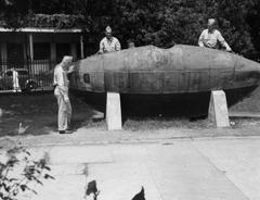 Soldiers inspecting old Civil War submarine in Jackson Square New Orleans 1942