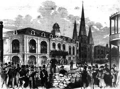 Illustration from Ballou's Pictorial showing the New Orleans Vigilance Committee in 1858