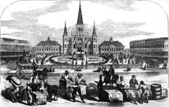 Jackson Square in New Orleans illustrated in 1858 from Ballou's Pictorial