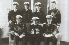 Russian naval mission members in the USA led by Admiral Alexander Kolchak sitting center with American naval officers in New York