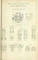 Historical architectural plan of a hospital or asylum from 1893