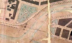 Public garden in Nice in 1854, early layout of future Albert 1er garden