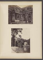Vintage 19th-century black and white photograph from a travel album showing scenic European mountains and lakes during summer