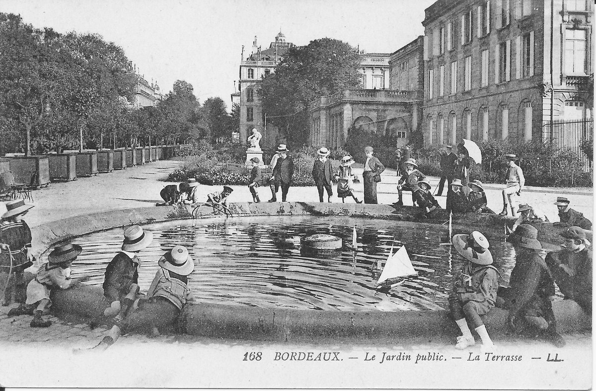 Pool of the terrace in the public garden of Bordeaux, Gironde, France