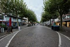 Kalbächer Gasse street in Frankfurt am Main Innenstadt with historic buildings and pedestrians