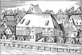 18th century engraving of Hamburger Oper am Gänsemarkt opera house in Hamburg