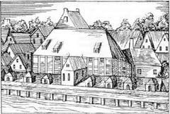 18th century engraving of Hamburger Oper am Gänsemarkt opera house in Hamburg