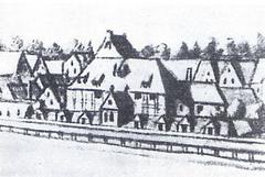 Historic opera house at Gänsemarkt in Hamburg from 1726 city view by Paul Heinecken