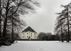 Letohrádek Hvězda castle surrounded by snow in winter, Prague, Czech Republic