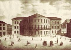 Historic theater building in Roman style located on the former site of the Domprobstei, built between 1820 and 1833