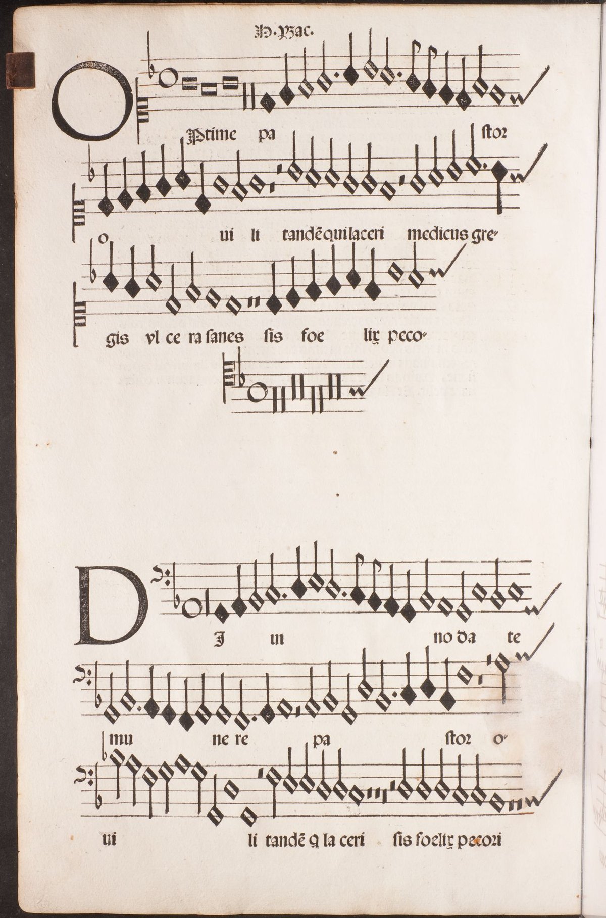 Beginning of the motet Optime divino date munere pastor by Heinrich Isaac from Liber selectarum cantionum