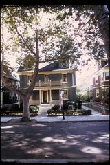 View of the modest frame house from across the street at John F. Kennedy National Historic Site in Massachusetts