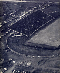 Overhead view of Clifford B. and Audrey Jones Stadium in Lubbock Texas around 1948