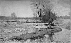 Historical Glaspalast Munich 1908 with Würm river in Upper Bavaria