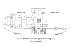 Historic floor plan of the Glaspalast Munich from 1890