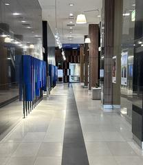 Foyer of the ground floor of Melbourne Law School with modern architectural design and interior