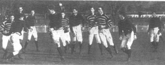 Historic illustration of Melbourne University versus Adelaide University sports event