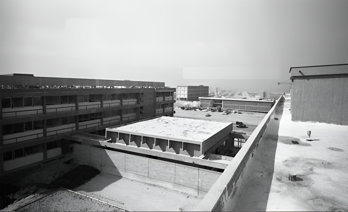 Tel Aviv university construction site with cranes and modern buildings