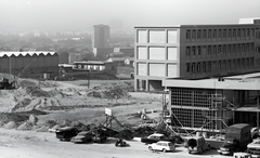 Aerial view of Tel Aviv University construction site with cranes and buildings